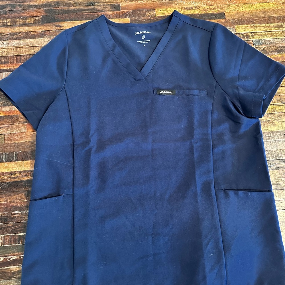 Jaanuu Deep Blue V-Neck Scrub Top S